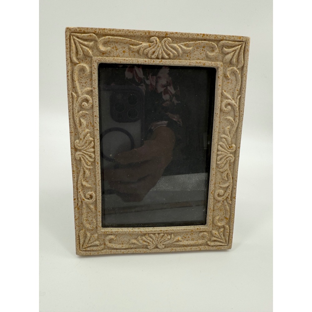 Decorative Picture Photo Frame Textured Beige with Ornate Floral Embossed Design
